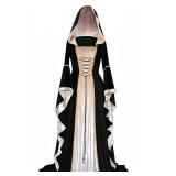 PYAEAS Womens Renaissance Velvet Dress Halloween Victorian Vintage Hooded Gown Dresses Medieval Gothic Vampire Costumes Cosplay (Black,M)