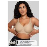 OEAK Women Comfortable Push Up Bras Wireless Seamless Full Coverage Bra Buttery Soft Everyday Tshirt Convertible Bra Semolina,L