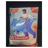 Spooktacular Creations Inflatable Costume for Kids, Ride on Ice Dragon Inflatable with Hat, Cool Ride On Blow Up Dragon Costume Blue (Child 7-10 yr)