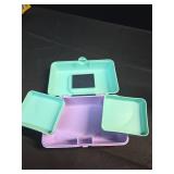 Caboodles Pretty in Petite Makeup Box, Two-Tone Seafoam on Lavender, Hard Plastic Organizer Box, 2 Swivel Trays, Fashion Mirror, Secure Latch for Safe Travel