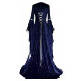 YEAXLUD Womens Renaissance Medieval Costume Dress Lace up Irish Over Long Dresses Cosplay Retro Gown (XXXL, Navy)