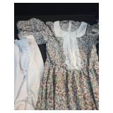 Vibsion Women Pioneer Colonial Dress Floral Prairie Dresses Pilgrim Costume Historical Pioneer Trek Clothing 3Pcs S