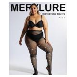 MERYLURE Indestructible Ultra Sparkly Tights for Women, Rhinestone Fishnet Party Stockings for Women, Jeweled Plus Size