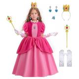 Miltrs Princess Costume for Girls Kids Movie Cosplay Dress Up Outfit Halloween Christmas Birthday Party, 6-7 years