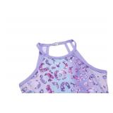 Zaclotre Girls Gymnastics Outfit Sparkly Sleeveless Clasp Back Dance Leotard with Gym Shorts Purple Leopard 7-8Y