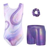Zaclotre Gymnastics Leotards for Girls Sparkly Sleeveless Dance Unitards Biketards with Gym Shorts (14/16)