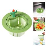 Cactus Kitchen Sink Drain Strainer, Press Automatic Dumping Basket Cactus Sink Drainer Self-Cleaning Kitchen Sink Strainer Basket Plastic Waste Collector Filter for Home Kitchen Use