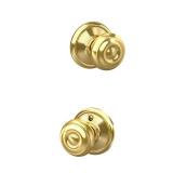 Schlage F10 GEO 605 Georgian Door Knob, Hall & Closet Passage Lock, Bright Brass
