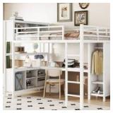 Metal Loft Bed with Built-in Desk and Storage  full size loft bed  - Retail: $558