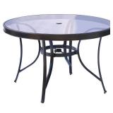 FONTANA 48\" Round Glass Top Patio Table - Retail: $175