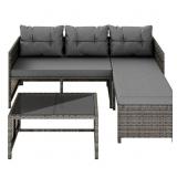 3-Piece Wicker Patio Sectional Set with Coffee Table - Factory Packaged  - Retail: $179