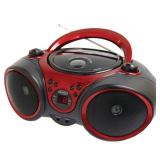 Jensen Portable CD Player with LED Display with AM/FM Stereo Radio and Aux Input - Red: Boombox with Dual Speakers and AC Power Adapter - Retail: $33