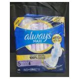 Always Maxi Overnight Pads with Wings for Women, Size 5, Extra Heavy Overnight Absorbency, Unscented, 36 Count