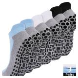 ELUTONG Men Non Slip Anti-Skid Socks 3 Pairs Tile Wood Floors Sticky Grips Ankle Socks for Yoga Pilates Workout Hospital