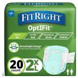 FitRight OptiFit Extra Adult Briefs, Incontinence Diapers with Tabs, Moderate Absorbency, 2XL, 60 to 70", 20 Count