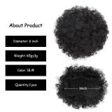 Yinmei Baibian Afro Puff Drawstring Ponytail Kinky Curly Bun Hair Synthetic Short Extensions Hairpieces Updo Hair for Black Women (1B)