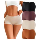 CUTE BYTE Womens Seamless Boy Shorts Underwear Soft Stretch No Show Boxer Shorts Briefs Panties for Ladies 4 Packs(4AS)
