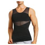 MOLUTAN Mens Compression Shirt Slimming Body Shaper Vest Sleeveless Undershirt Tank Top Tummy Control Shapewear for Men, L