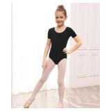 Stelle Leotard for Girls Toddler Ballet Leotards Dance Gymnastics Outfits with Bow Back (Black, 8 Years)