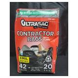 Ultrasac - Heavy Duty Extra Thick Contractor Bags  42 Gallon  32 x 44  3 Mil  Black  20 Count