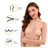 2025 Push Up Sticky Bra for Women, Reusable Invisible Silicone Adhesive Bra for Backless Strapless Dress, with Nipple Covers (C, Nude)