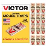 Victor Mouse Traps M150-12, Metal Pedal, Sustainably Sourced FSC Wood, Wooden Mouse Traps - Pack of 12