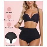 SEXYEYE Shapewear Tummy Control Thong for Womens Shaping Underwear Compression Briefs Mid Rise Cincher Bodyshaper Black, S
