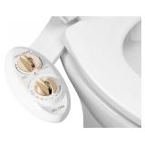 LUXE Bidet NEO 185 - Dual Nozzle, Self-Cleaning, Non-Electric Bidet Attachment for Toilet Seat, Adjustable Water Pressure, Rear & Feminine Wash (Gold)