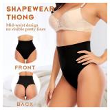 Werena Tummy Control Thong Shapewear for Women High Waisted Panties Girdle Seamless Shaping Body Shaper Underwear  Black-7,