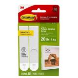 Command 20 lb X-Large Picture Hanging Strips, 8 Pairs White Command Strips Heavy Duty Picture Hanger