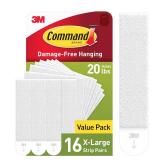 Command 20 lb X-Large Picture Hanging Strips, 16 Pairs White Strips Heavy Duty Picture Hanger