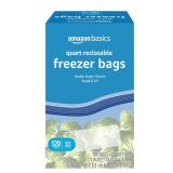 Amazon Basics Reclosable Freezer Quart Bags, BPA Free, 120 Count (Previously Solimo)