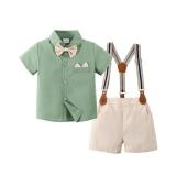 YALLET Toddler Baby Boy Outfits 1-5T Boys Suits Gentleman Short Sleeve Button Shirts+Bowtie+Suspender Shorts Formal Clothes