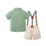 YALLET Toddler Baby Boy Outfits 1-5T Boys Suits Gentleman Short Sleeve Button Shirts+Bowtie+Suspender Shorts Formal Clothes