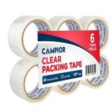 6 Rolls Clear Packing Tape 2 Inch Wide Strong Adhesion & Durable 1.7 Mil Thickness Clear Packing Tape for Moving, Shipping & Storage Smooth Unwinding Packaging Tape Refill, 60 Yards Per Roll