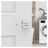Kwikset Casey Interior Passage Door Handle, Lever For Closet and Hallway Doors, Reversible Non-Locking Handle Lever, Satin Nickel , with Microban Protection