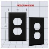 ENERLITES Duplex Receptacle Outlet Wall Plate, Size 1-Gang 4.50" x 2.76", Unbreakable Polycarbonate Thermoplastic, UL Listed, 8821-BK-10PCS, Black (10 Pack)