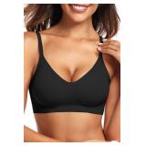 Vertvie Womens Seamless Bra No Underwire Comfort Push Up Bras Buttery Soft Wireless Bralette Full Coverage Sport Everyday Bra(Black,Medium)
