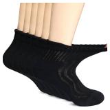 +MD Diabetic Socks for Men Women-6 Pairs Ankle Non-Binding Extra Wide, Seamless Circulator Socks for Edema 10-13 Black