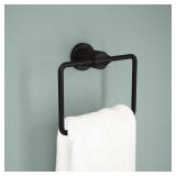 Delta Nicoli (1-Pack) Hand Towel Holder Matte Black Towel Racks for Bathroom Wall Square Towel Ring Holder for Bath Towel Hanger for Kitchen, Bathroom Accessories NIC46-MB