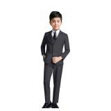 YuanLu Toddler Suits for Boys Dark Gray Formal Slim Fit Kids Tuxedo Teen Boy Dress Clothes Wedding Prom Outfit First Communion Suit Size 12