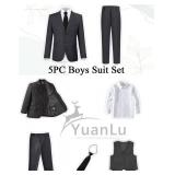 YuanLu Toddler Suits for Boys Dark Gray Formal Slim Fit Kids Tuxedo Teen Boy Dress Clothes Wedding Prom Outfit First Communion Suit Size 12