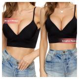 ForBaysy Low Back Bras for Women Push Up Backless Bra,Low Cut Multiway Convertible Bra Wire Plunge Bra Black, XL