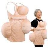 Adjustable Fat Suit Old Lady Costume for Adults Men Women, Funny Fat Body Suit Belly and Butt Padding, Halloween Cosplay Dress Up Party Outfit, 100th Day of School Gag Gift, Adult