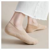 AKOENY No Show Socks Womens 6 Pairs Low Cut Ankle Footie for Flats Sneakers Loafers, Size 6-9, Black/White/Beige