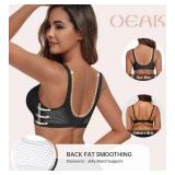 OEAK Womens Comfortable Bra Push Up Bras Wireless Support Lift Brassiere V Neck Full Coverage Everyday Seamless Tshirt Bras Black S