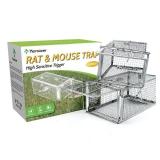 Kensizer 2-Pack Humane Rat Trap, Chipmunk Rodent Trap That Work for Indoor and Outdoor Small Animal - Mouse Voles Hamsters Live Cage Catch and Release