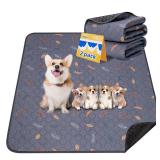 Sunheir Washable Pee Pads for Dogs 2-Pack Reusable Puppy Pads Pet Training Pads, Waterproof Dog Pee Pads for Crate, Whelping Pad, Non-Slip Protects Against Urine Leakage (Leaves - Deep Grey, 24x36)