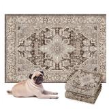 LOVEWAG Washable Dog Pee Pads, 36" x 48", Waterproof, Non-Slip, Super Absorbent, Reusable Machine-Washable, 2-Pack (Caramel Creme)