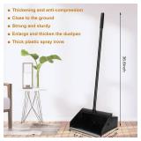 Leumoi 12 Pcs Dust Pans with Long Handle Set 36.6 Inch Commercial Dust Pan with Comb Large Plastic Stand up DustPans for Outdoor Indoor Restaurant Home Office Floor Cleaning (Black)